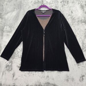 Vintage‎ Impressions Top Womens XL Black Velvet Gold Metallic Striped Layered